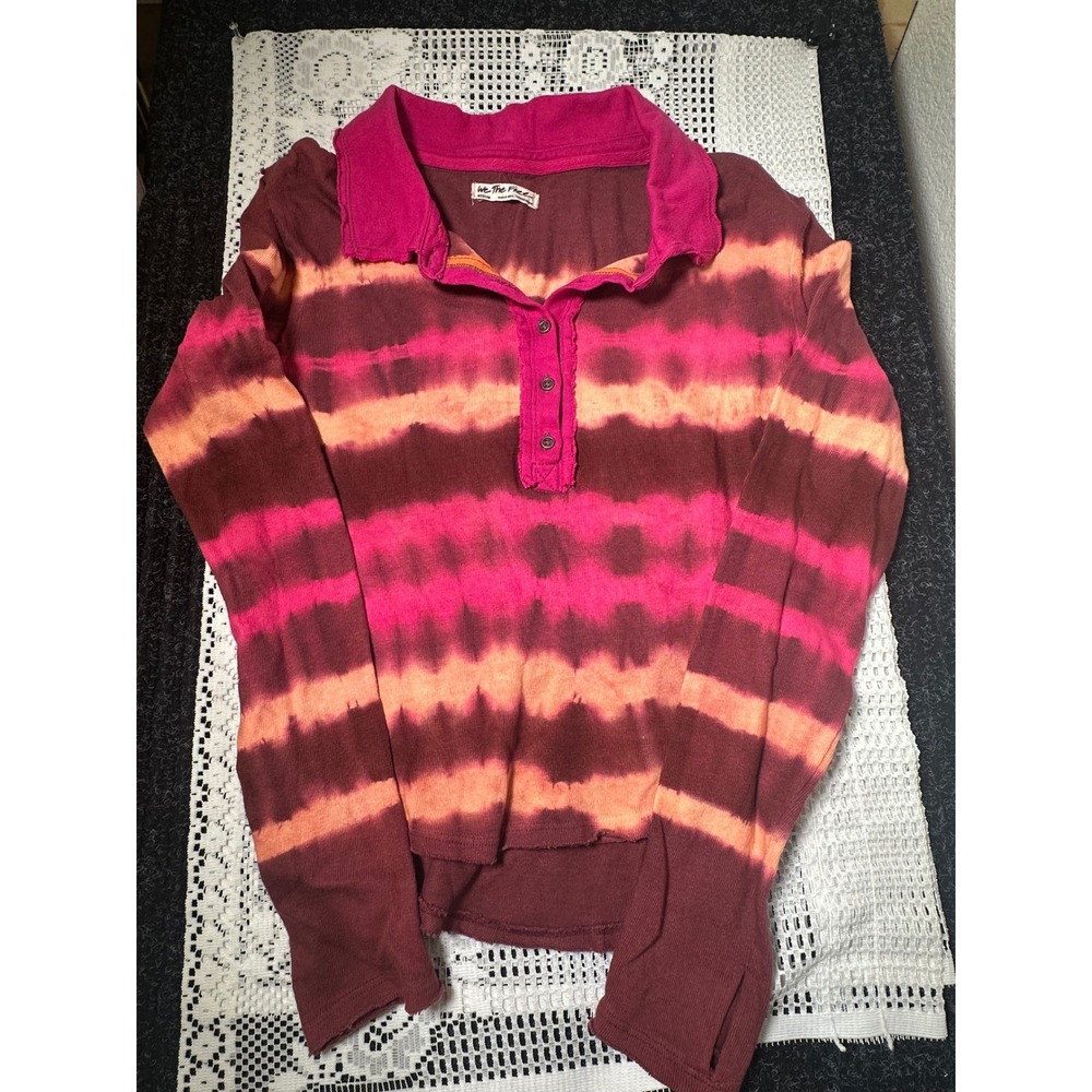 Free People We The Free tie-dye knit henley top